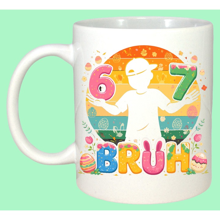 Cana Paste 67 Easter Bunny Bruh Colorful Eggs Basket, Cadou, Sarbatori, Cri-Flo, Culoare Alb, 330 ml