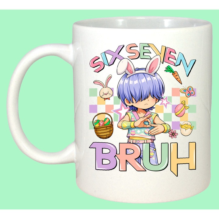 Cana Paste 67 Kpop Chibi Bruh Easter Blue Hair Girl, Cadou, Sarbatori, Cri-Flo, Culoare Alb, 330 ml