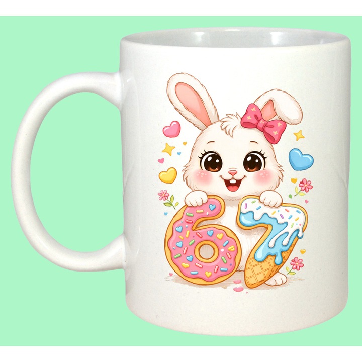 Cana Paste 67 Easter Bunny Cute Pastel Oua Colorate, Cadou, Sarbatori, Cri-Flo, Culoare Alb, 330 ml