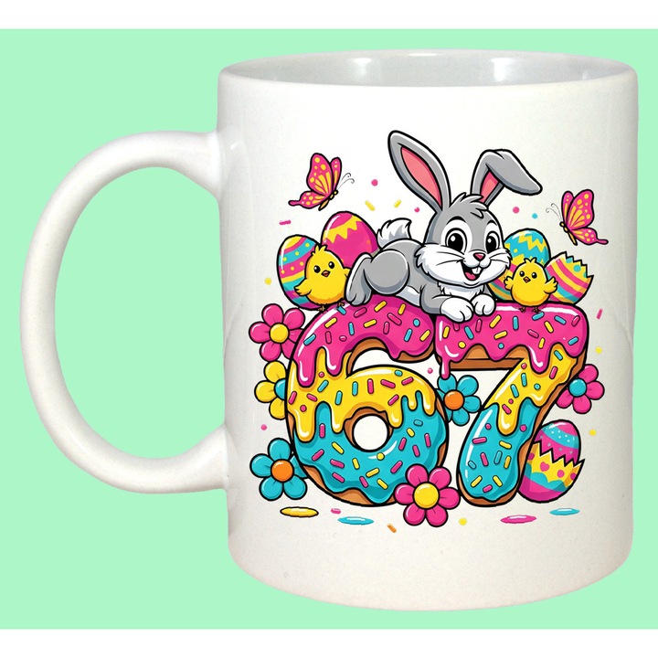 Cana Paste 67 Easter Iepuras Oua Colorate Drip Funny, Cadou, Sarbatori, Cri-Flo, Culoare Alb, 330 ml