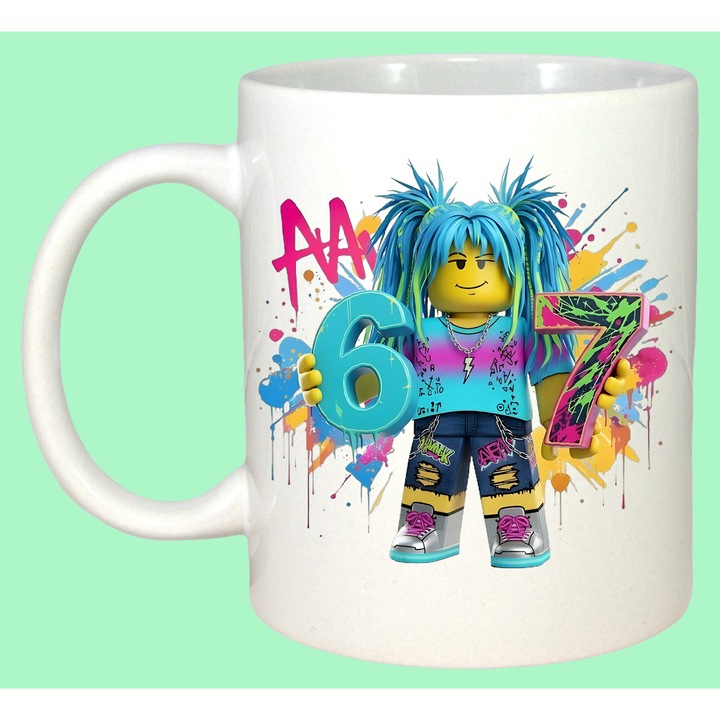 Cana Paste 67 Roblox Boy Rainbow Splash Aesthetic Style, Cadou, Sarbatori, Cri-Flo, Culoare Alb, 330 ml