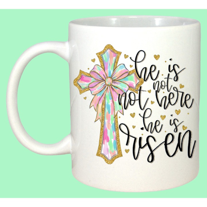 Cana Paste Cruce Crestina He Is Risen Pastel Decor, Cadou, Sarbatori, Cri-Flo, Culoare Alb, 330 ml