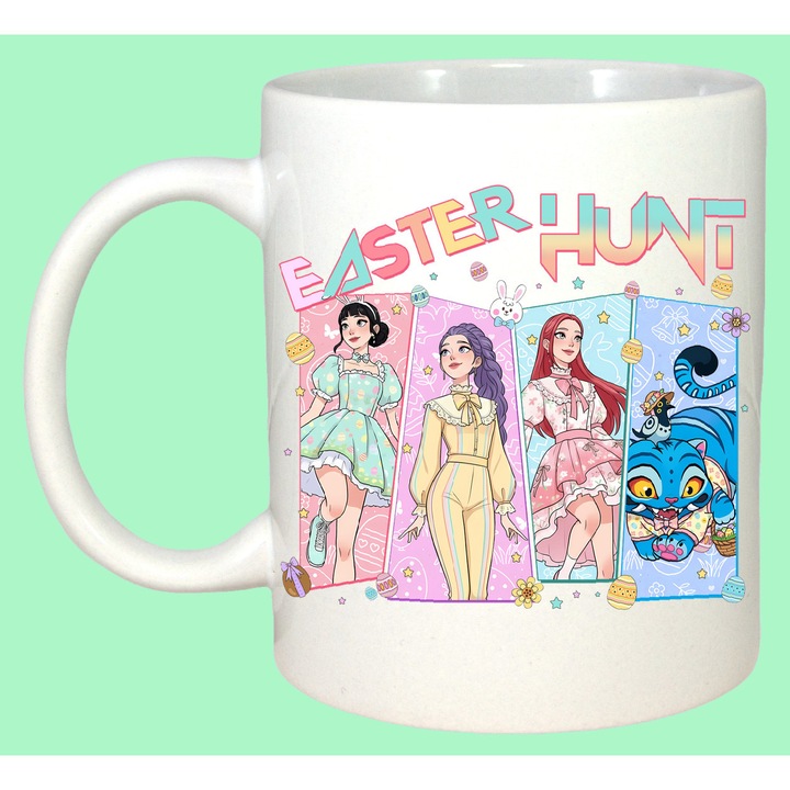 Cana Paste Easter Hunt Kpop Girls Grup Oua Colorate, Cadou, Sarbatori, Cri-Flo, Culoare Alb, 330 ml