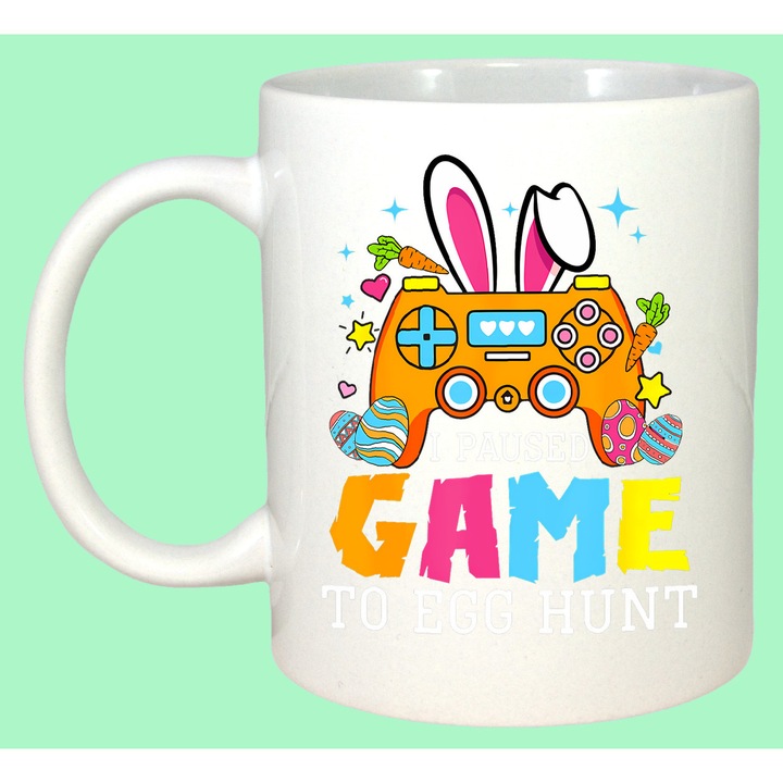 Cana Paste Gamer Iepuras Paste Oua Video Game Controler, Cadou, Sarbatori, Cri-Flo, Culoare Alb, 330 ml