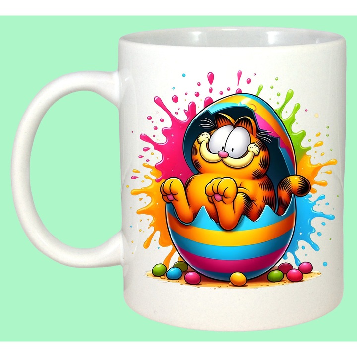 Cana Paste Garfield Paste Ou Colorat Vesel, Cadou, Sarbatori, Cri-Flo, Culoare Alb, 330 ml