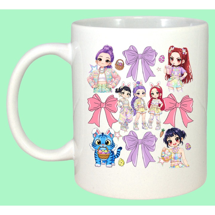 Cana Paste Huntrix Kpop Coquette Bows Set Pastel Aesthetic, Cadou, Sarbatori, Cri-Flo, Culoare Alb, 330 ml