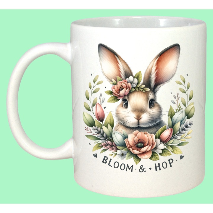 Cana Paste Iepuras Paste Coroan Flori Bloom Hop, Cadou, Sarbatori, Cri-Flo, Culoare Alb, 330 ml