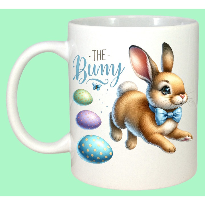 Cana Paste Iepuras Paste Bunny Oua Colorate Ilustratie, Cadou, Sarbatori, Cri-Flo, Culoare Alb, 330 ml