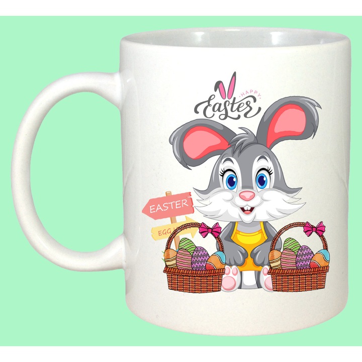 Cana Paste Iepuras Paste Cos Oua Colorate Clasic, Cadou, Sarbatori, Cri-Flo, Culoare Alb, 330 ml