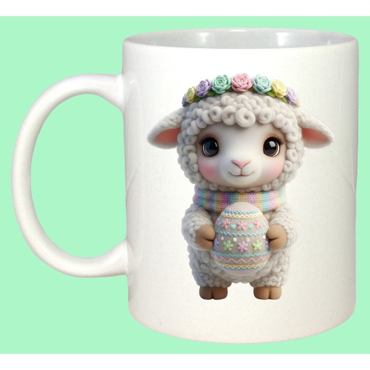 Cana Paste Miel Crosetat Cu Ou Easter Pastel Cute Kawaii, Cadou, Sarbatori, Cri-Flo, Culoare Alb, 330 ml