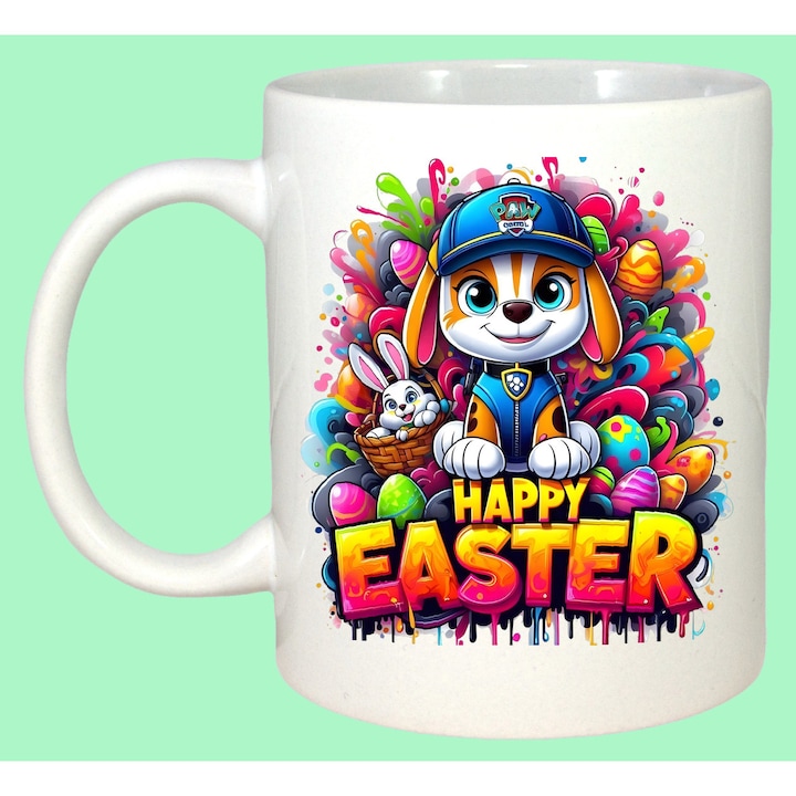 Cana Paste Paw Patrol Catel Paste Happy Easter Oua Colorate, Cadou, Sarbatori, Cri-Flo, Culoare Alb, 330 ml