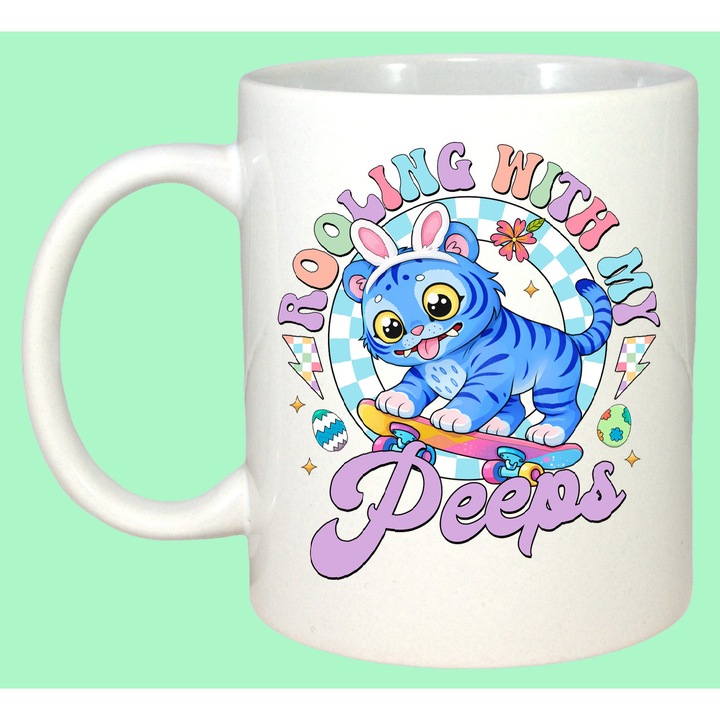 Cana Paste Rolling With My Peeps Kpop Pisica Pastel, Cadou, Sarbatori, Cri-Flo, Culoare Alb, 330 ml