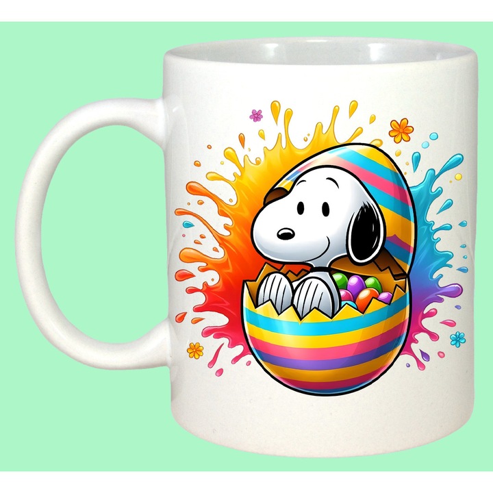 Cana Paste Snoopy Paste Ou Colorat Stil Graffiti, Cadou, Sarbatori, Cri-Flo, Culoare Alb, 330 ml