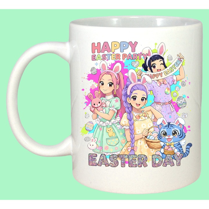 Cana Paste Happy Easter Party Kpop Girls Pastel, Cadou, Sarbatori, Cri-Flo, Culoare Alb, 330 ml