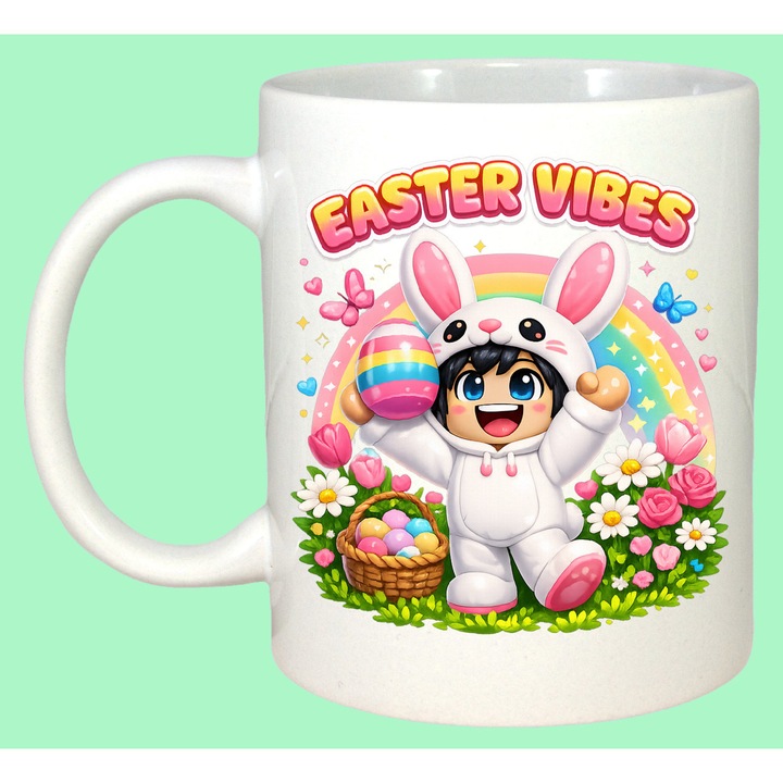Cana Paste Roblox Easter Vibes Copil Costum Iepuras Pastel, Cadou, Sarbatori, Cri-Flo, Culoare Alb, 330 ml