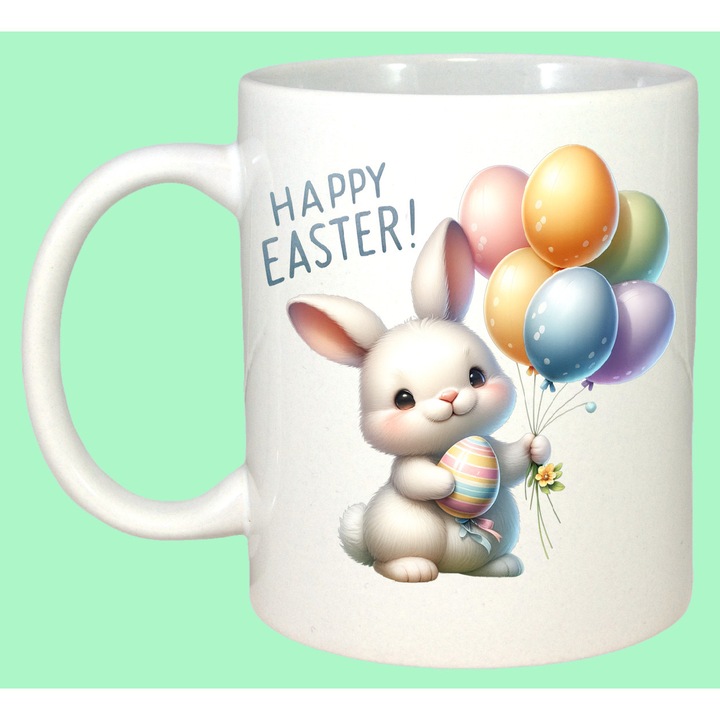 Cana Paste Iepuras Paste Baloane Oua Colorate Happy Easter, Cadou, Sarbatori, Cri-Flo, Culoare Alb, 330 ml