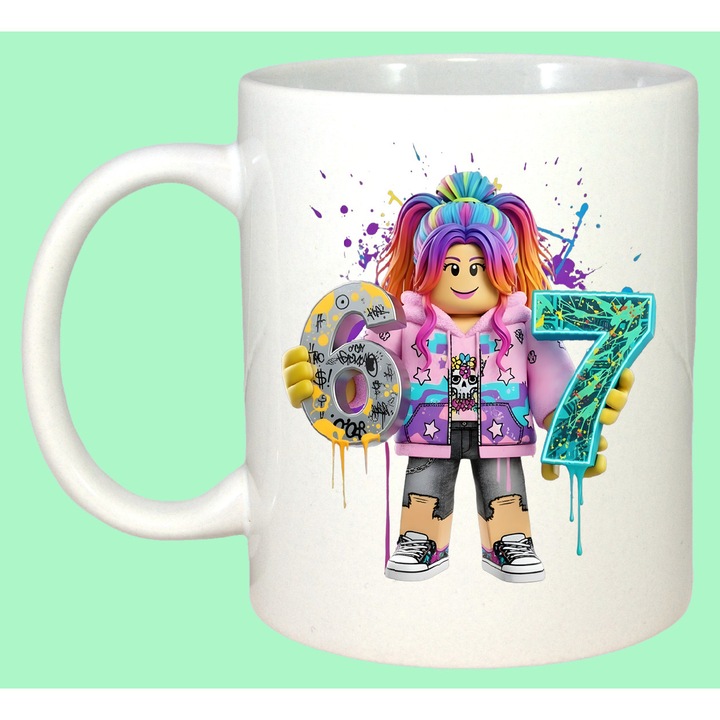 Cana Paste 67 Roblox Girl Rainbow Drip Urban Style, Cadou, Sarbatori, Cri-Flo, Culoare Alb, 330 ml