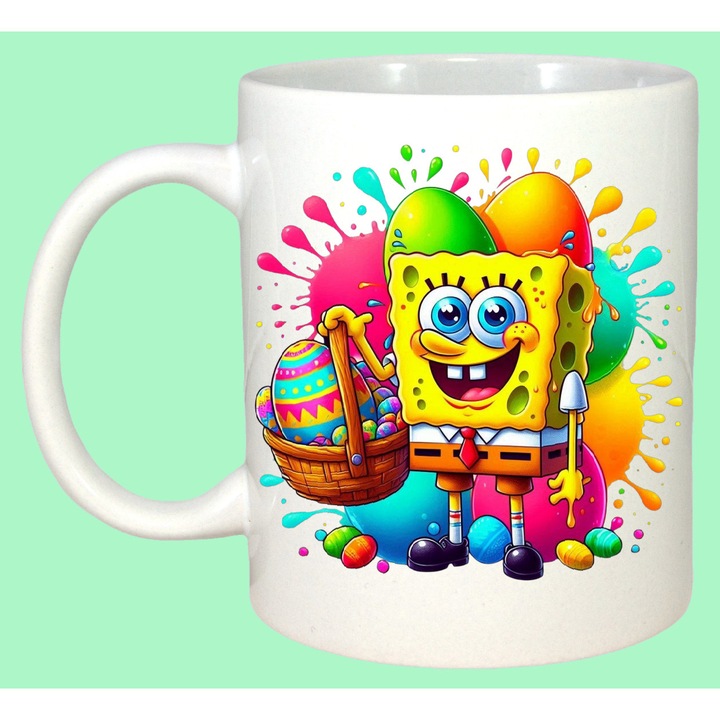 Cana Paste Spongebob Paste Cos Oua Colorate Vesel, Cadou, Sarbatori, Cri-Flo, Culoare Alb, 330 ml