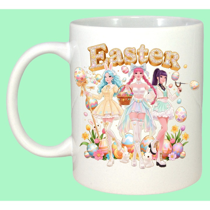 Cana Paste Easter Girls Grup Fashion Pastel Aesthetic, Cadou, Sarbatori, Cri-Flo, Culoare Alb, 330 ml