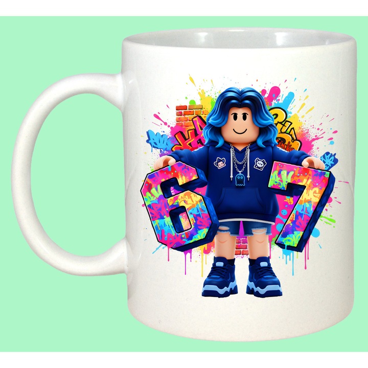 Cana Paste 67 Roblox Girl Hoodie Pastel Splash Aesthetic, Cadou, Sarbatori, Cri-Flo, Culoare Alb, 330 ml