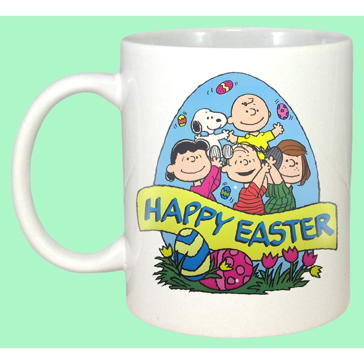 Cana Paste Peanuts Happy Easter Personaje Oua Colorate, Cadou, Sarbatori, Cri-Flo, Culoare Alb, 330 ml