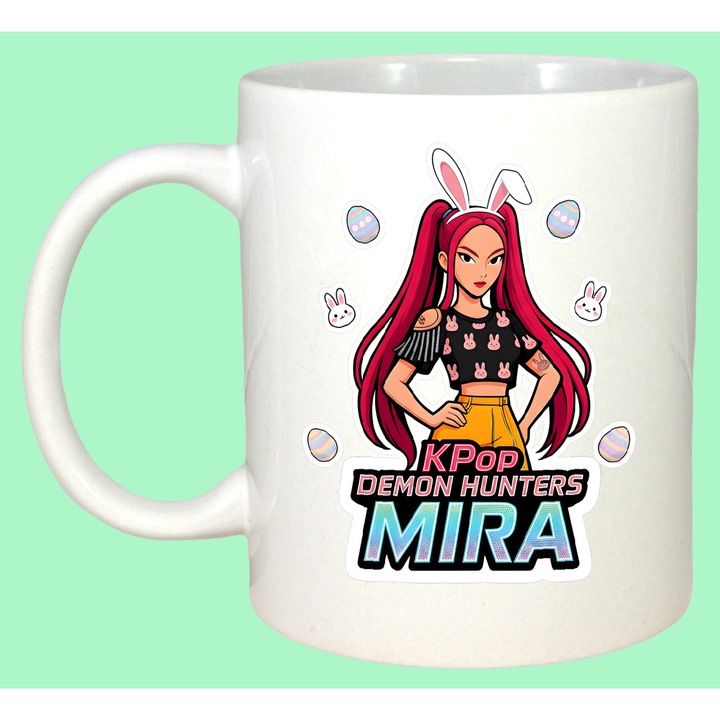 Cana Paste Mira Kpop Demon Hunters Girl Stil Cool, Cadou, Sarbatori, Cri-Flo, Culoare Alb, 330 ml