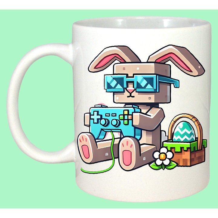 Cana Paste Iepuras Gamer Masina Paste Oua Colorate, Cadou, Sarbatori, Cri-Flo, Culoare Alb, 330 ml