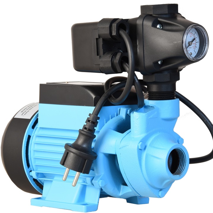 Повърхностна помпа ALUVRA AQB 60, мощност 370 W, дебит 2100 л/ч, 3.9 бара, напор 39 м, с модерен пресостат 3 в 1 с манометър, за хидрофор