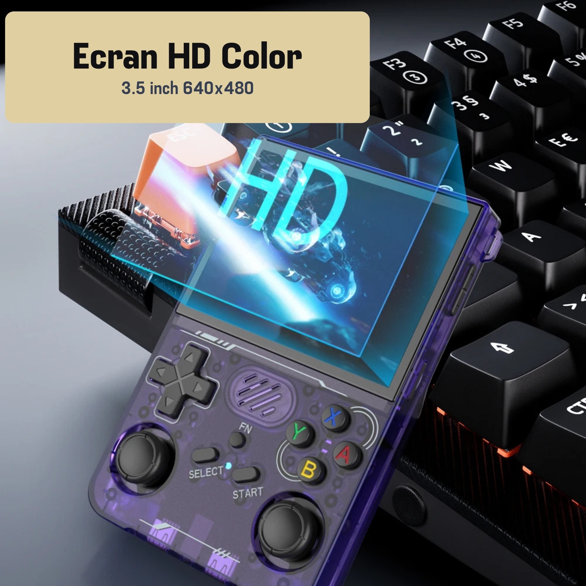 Consola cu Jocuri Retro Portabila PLEMORY®, Model R36XX 64Gb, 30.000 + Jocuri Retro Preinstalate, Game Console pentru Adulti si Copii, 3000mAh, Joystick 3D, Sistem Linux, Ecran IPS de 3.5 inch, Conexiune Wi-Fi, Mov Transparenta
