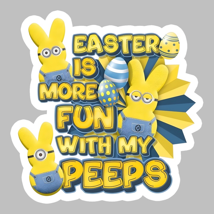 Sticker Paste Easter Is More Fun With My Peeps Galben Iepuras, Autoadeziv, Cri-Flo, dimensiune 6 cm