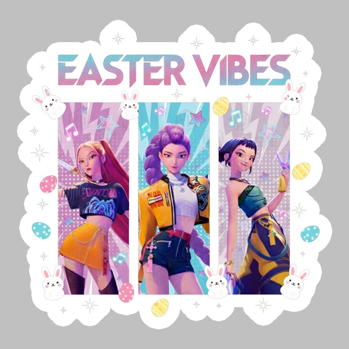 Sticker Paste Easter Vibes Kpop Grup Fashion Pastel, Autoadeziv, Cri-Flo, dimensiune 25 cm