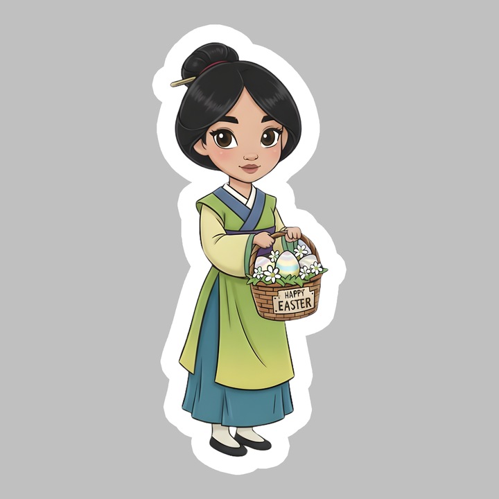 Sticker Paste Mulan Paste Cos Oua Colorate Stil Asiatic, Autoadeziv, Cri-Flo, dimensiune 15 cm