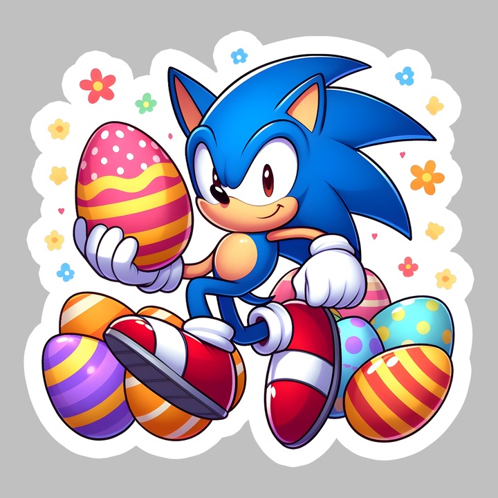 Sticker Paste Sonic Paste Oua Colorate Iepuras Stelute, Autoadeziv, Cri-Flo, dimensiune 6 cm