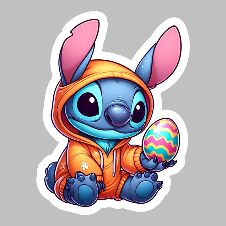 Sticker Paste Stitch Iepuras Paste Oua Colorate, Autoadeziv, Cri-Flo, dimensiune 20 cm