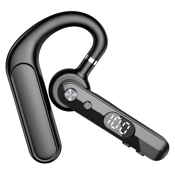 Bluetooth слушалка CerCip F10, Живот на батерията 48 часа, AI шумопотискане, Multipoint, Показване на процент на батерията, 16.2 мм високоговорител, Бутон MUTE, Водоустойчивост, Обхват 15 м, Мощен звук, Черен цвят