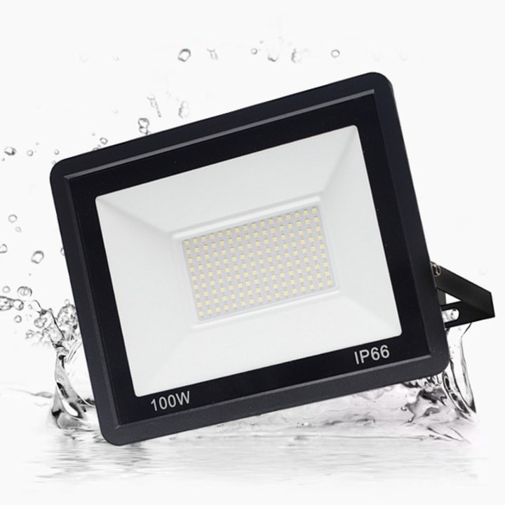 Proiector LED Exterior 100W, 9000 lm Lumina Puternica Alb Rece 6500K, Design Slim, Protectie IP66 Rezistent la Ploaie si Praf, Iluminare Larga 120°, Ideal pentru Curte, Gradina, Parcare