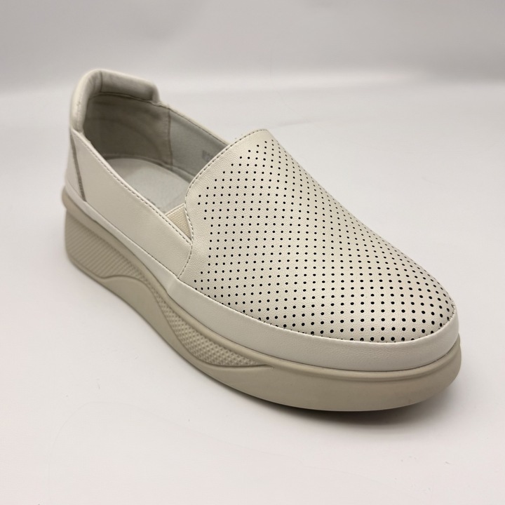 Pantofi dama slip-on platforma Lady Star, ecologic, bej