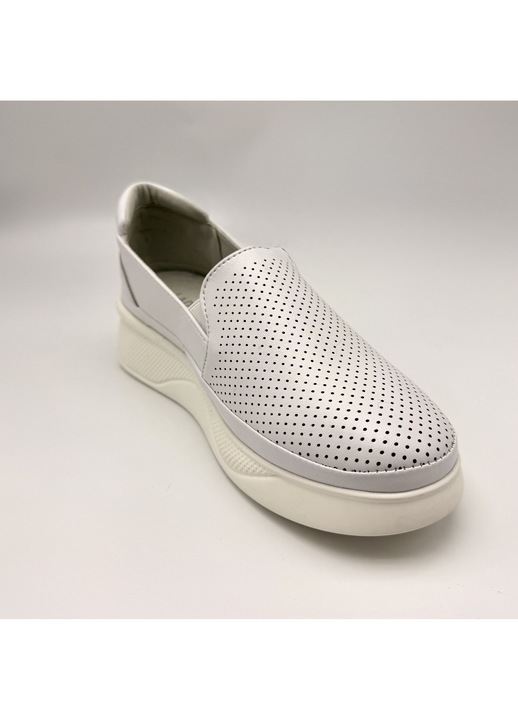 Pantofi slip-on cu platforma pentru femei, Alb