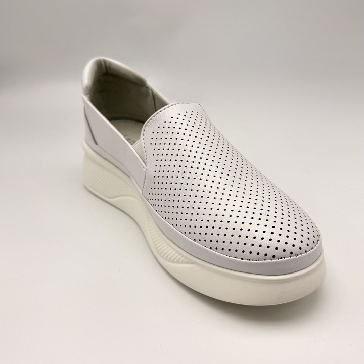 Pantofi Lady Star slip-on platforma, alb, Bej