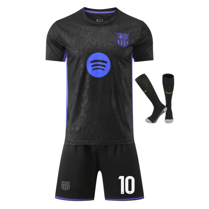 Set Echipament Sportiv Copii, Barcelona Lamine Yamal, Tricou Pantalodwqfwqni Scurti Sosete, Negru, Negru