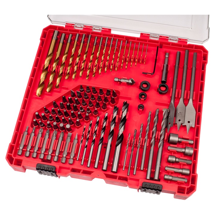 Set burghie 100 piese EXTOL PREMIUM 8819653 HSS CrV pentru metal, lemn si zidarie