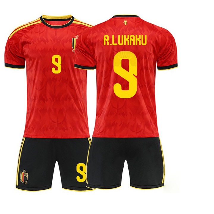 2026-os világbajnokságon részt vevő belga mez #9 Lukaku, légáteresztő anyag, poliészter anyag, méret L