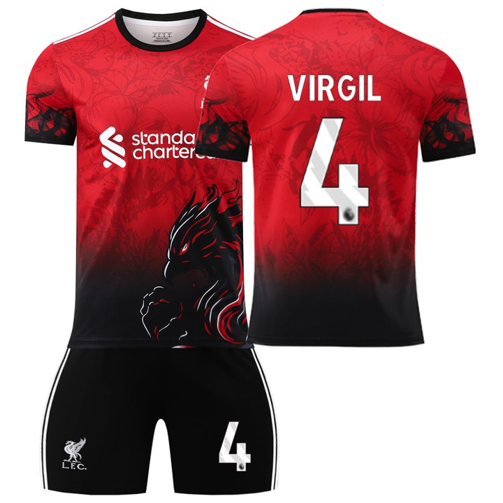2026-os Liverpool Special Edition piros mez, 4-es számú, Virgil Aguilera sztárjátékos mezével, légáteresztő poliészter anyagból, XS méret