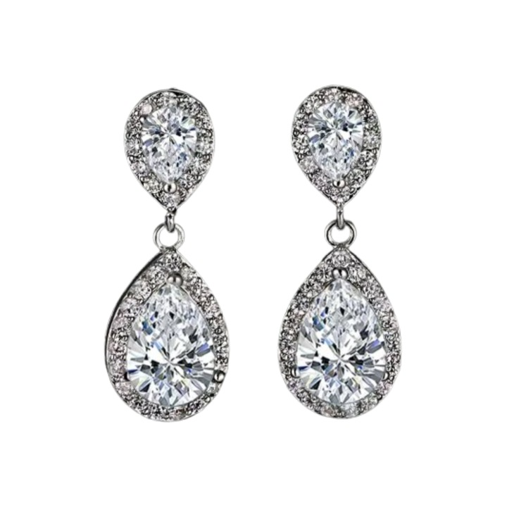 Cercei lungi model picatura – eleganta diafana de mireasa CMA156