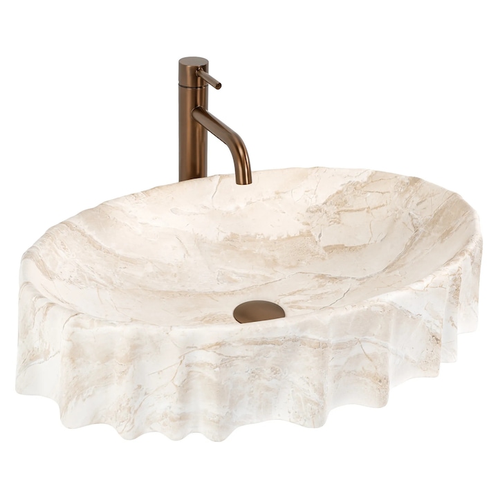 Rea lavoar de blat Aurelia Reno, Ceramica sanitara, Bej, 60x40x14cm
