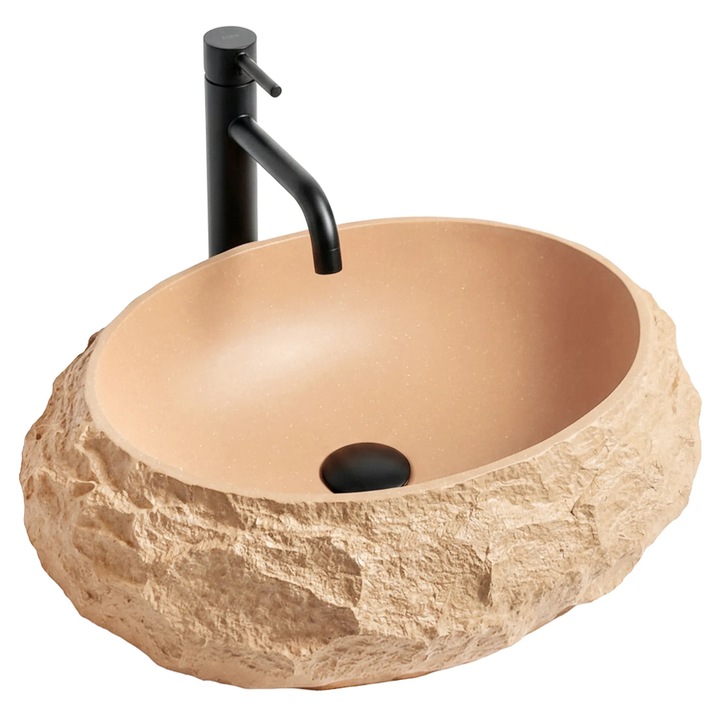 Rea lavoar de blat Mika Light Terracotta, Compozit, Bej, 50x38x15cm
