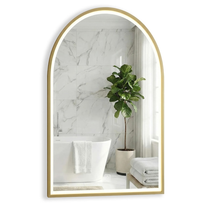 Rea oglinda Dart 60x100 LED, Brush GoldPensula aurie, 3x60x100cm