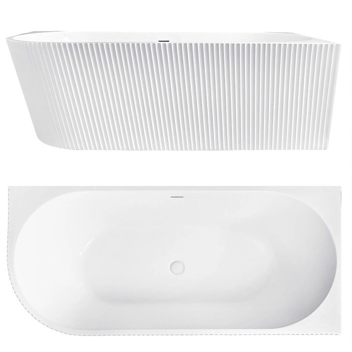 Cada de colț Rea Wenus 170, alb, 170x80x57, 5cm, set cu sifon și dop click-clack