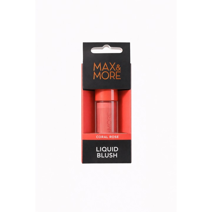 Blush lichid MAX & MORE Coral Rose, textura cremoasa, efect natural
