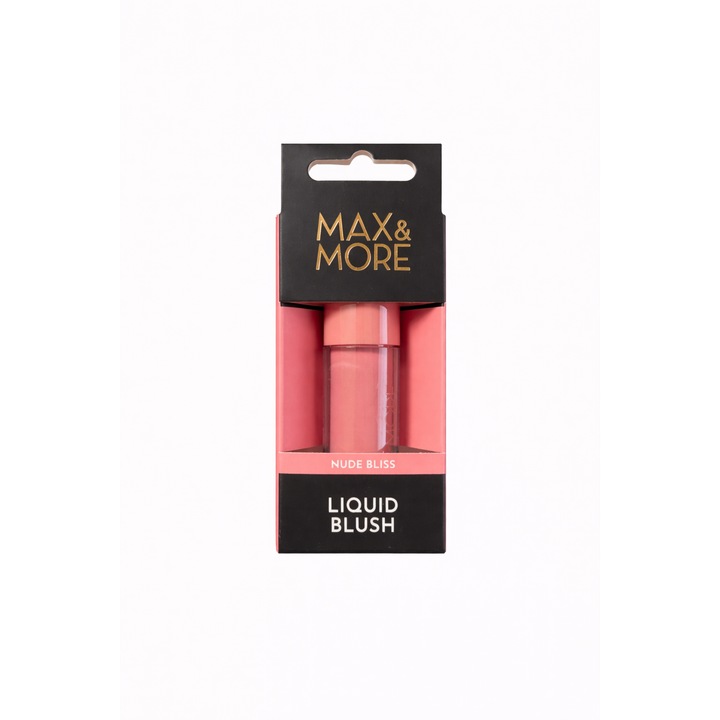 Blush lichid MAX & MORE Nude Bliss, textura cremoasa, efect natural